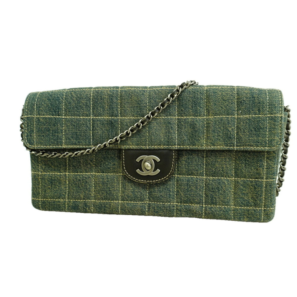 Chanel Chocolate Bar Chain Shoulder Bag, Denim Blue, Women's